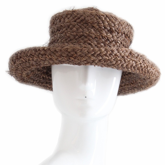 Helen Kaminski Hat Brown Raffia Wide Brim Sun Hat Beach Pool Vintage OS - Picture 1 of 7